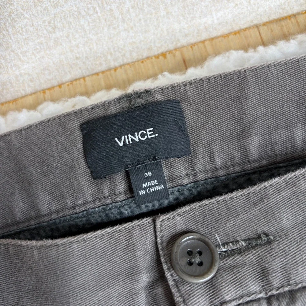 Vince Mens Straight Leg Five Pocket Pants Grey Brown Cotton Stretch Size 36